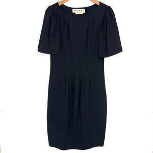 Marni Made in Italy Black Tulip Sleeve Sheath Dress Size Eur 42/US 6